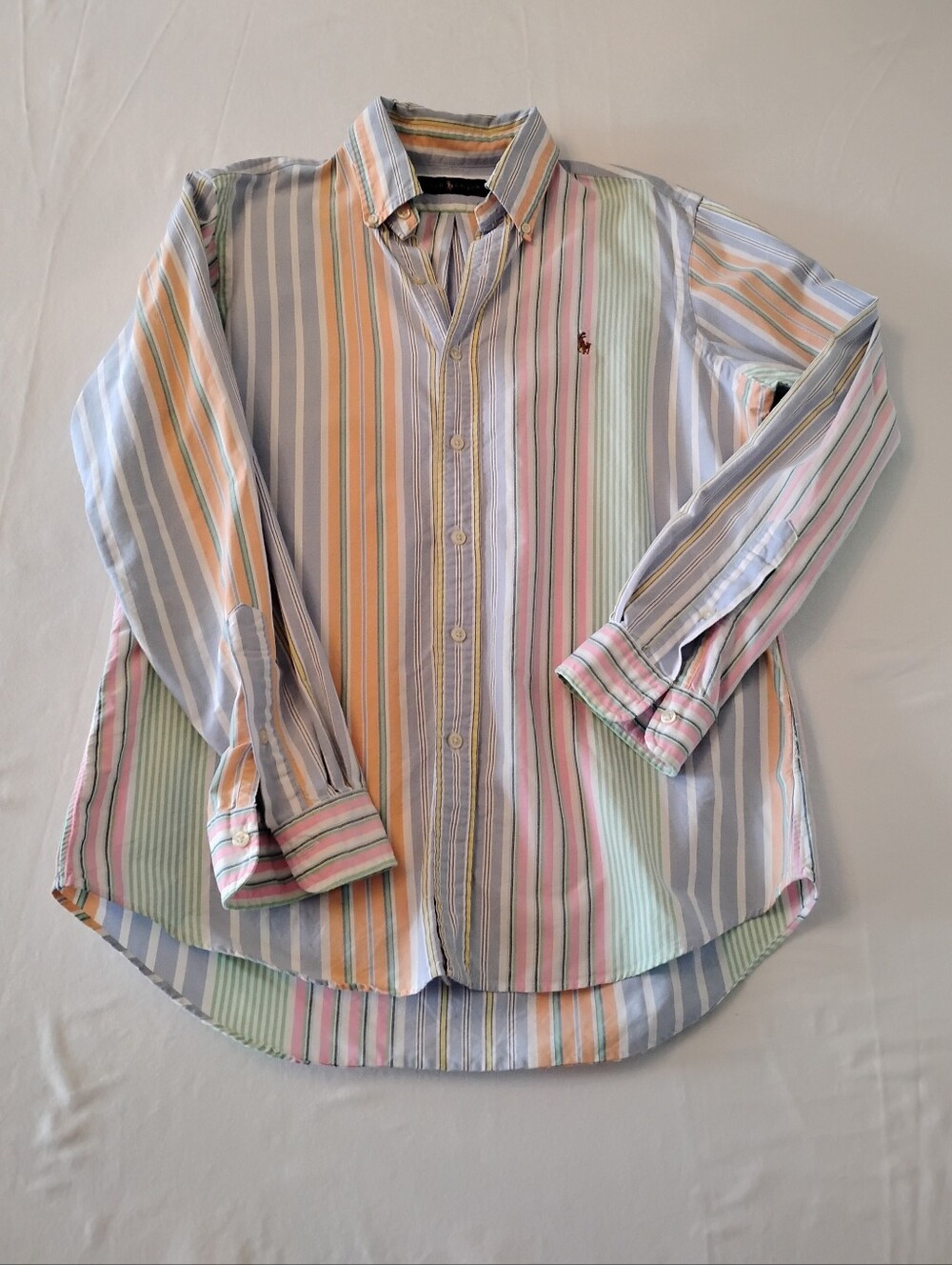 Polo Ralph Lauren Pastel Multi Color Striped Oxford Shirt - Custom Fit Cotton